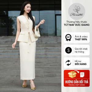 Set bộ HeraDG áo sát nách dáng peplum kèm nơ chân váy suông dài chất Tuytsi SSTBE2012A-J (cả bộ chọn 2 phân loại)