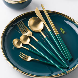 【Fast delivery】Tableware Stainless Steel Cutlery Golden Silvery Glossy Coffee Spoon Dinnerware Dining Fork Knife Dinnerware Kitchen Flatware