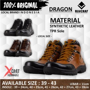 Sepatu Boots Pria Blucrat DRAGON Cowok Laki Dewasa Kulit Kanvas Karet Casual Keren Model Terbaru