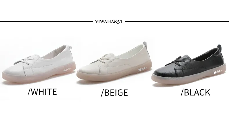 VIWANA White Flat Shoes For Women Korean Style Slip On Casual Shoes Fashion  Comfy Soft Sole Black Loafers Ladies Shoes 2022 New Design Women Shoes