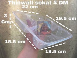 THINWALL SEKAT 4/ KOTAK MAKAN SEKAT 4/BENTO BOX SEKAT 4 MEREK DM ISI 25 SET