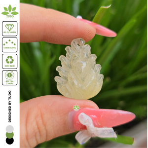 Q676 Mặt hồ ly chúa Thạch Anh Tóc Vàng Bạch Kim sẵn lỗ nhỏ trên đầu hợp Kim & Thổ - Phong Thủy TUDO