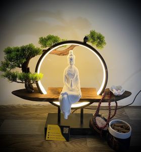 [ Ảnh thật] Trọn bộ Thác khói Trầm hương Quan Âm Bồ Tát đèn LED tặng nụ trầm hương khói ngược - Quà tặng tân gia ý nghĩa decor phòng khách cửa hàng spa ý nghĩa may mắn phong thủy