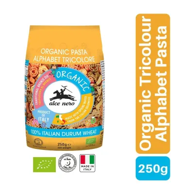 alce nero Organic Tricolour Alphabet Kids Pasta