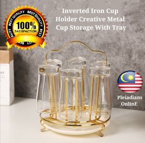👉 READY STOCK 👉🇲🇾 Nordic Inverted Iron Cup Holder Creative Metal Cup Storage Mug Tray Cawan Storage Kitchen Jualan Murah Kitchen Storage & Accessories Kitchen Organizers