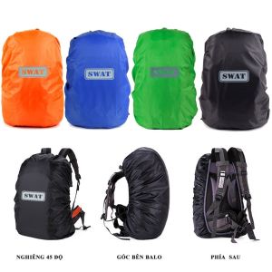 Áo Mưa Balo SWAT Phản Quang – Bọc Balo Chống Thấm Vải Dù – Co Giãn Ôm Gọn Gấp Nhỏ Đi Đêm An Toàn