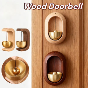 Elliptical Magnetic Doorbell Japanese Style Self-adhesive Brass Wood Doorbell Dopamine Wind Chimes