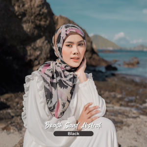 Koyu Hijab Segiempat Motif Viney Jepang Abstrak Beach Sand