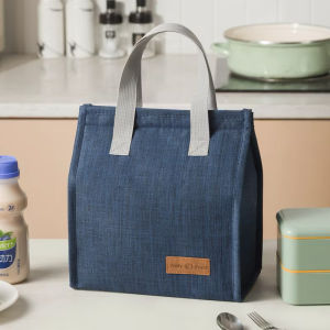 【JAY HOMES STORE】Canvas Thermal Bag Lunch Bag Hand Carry Baunan Waterproof Washable Lunch Bag Cooler Bag Storage Bag