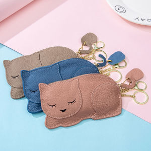 2024 New Coin Purse Women Genuine Leather Personality Creative Kitten Mini Wallet Female Cute Soft Cowhide Cat Small Change Pouch