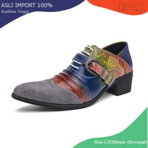 Prelesty Sepatu Cowok Kulit Pantofel Oxford Pria Rainbow Klasik Slop Formal Kerja Kantor Pesta Resmi Tanpa Tali Kuliah Keren 325