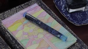 OPUS 88 DEMO BLUE SAPPHIRE Earth Blue Large Orthodox Drop Ink PVD Plated Tip Fountain Pen