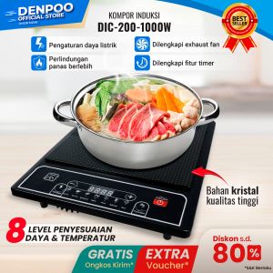 KOMPOR LISTRIK INDUKSI PUSH BUTTON DENPOO LOW WATT DIC 200-1000