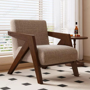 Solid Wood Richard Accent Chair Vintage Single Sofa Armchair Designer Lounge Balcony Cafe Homestay Living Room Furniture