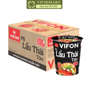 [THÙNG 24 LY] - VIFON - Mì ly Vifon 4 vị: Bò Gà Lẩu Thái Tomyum Lẩu Thái Tôm Mì ly ăn liền Vifon Mì Vifon ly (60g/ly)