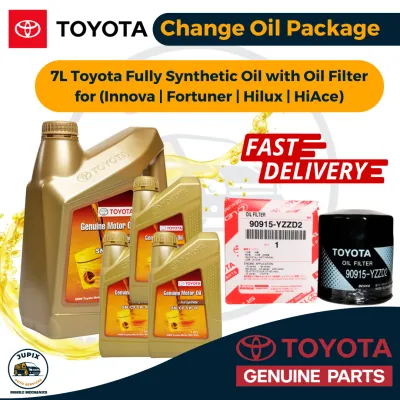 Toyota Fully Synthetic Engine Oil 5W-40 [7 Liters + Oil Filter] Oil Change for Diesel/Gas Innova | Fortuner | Hilux | HiAce