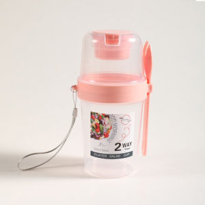 🔥🔥🔥Aofulai ถ้วยโยเกิร์ตใส่สลัดผลไม้ข้าวโอ๊ตพร้อมฝาปิดและช้อนกล่องใส่อาหารสองชั้นกล่องเบนโตะใส่ออกกำลังกายชามเรียว