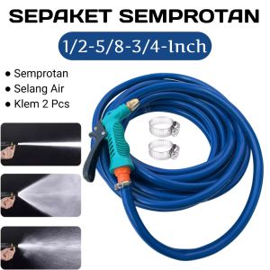 SEPAKET ALAT STEAM SEMPROTAN SELANG AIR CUCI MOTOR ELASTIS 10 METER SELANG TAMAN PERKEBUNAN