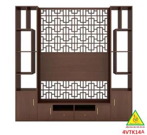 Vách ngăn phòng khách vách ngăn tủ kệ bằng gỗ 4VTK14- Nội thất lắp ráp Viendong adv