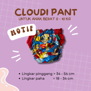 Clodi Celana AIO Pant Reguler Popok Kain Bayi Berat 3-13Kg Celana Cloudi Pant Motif