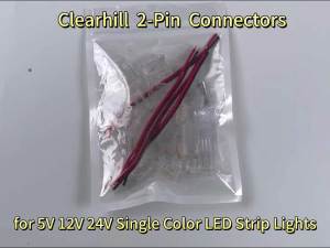 2Pin Transparent Solderless 8mm COB LED Strip Connector Corner KitStrip to Wire 4PStrip to Strip 12PL-Shape 2PRed and Black Wire 4Pfor 5V 12V 24V LED Strips