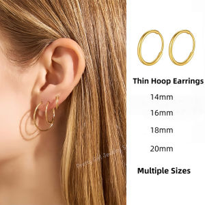 gold-plated Stainless Steel Loop/Hoop Earrings Minimalist Hypoallergenic Everyday Hoops Sizes From 14mm To 20mm