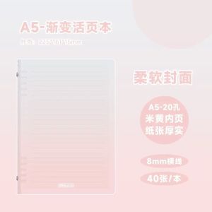 [MY STOCK] A5 B5 A4 Gradient PP Loose-Leaf File Soft Cover Ring Binder Spiral Notebook Folder c/w Line Refill