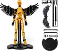 Upgraded T13 Action Figure with Wings and Holder -[Assembly Completed] Dummy 13 Robot, 3D Printed Flexible Titan Gift, Multi-Jointed Desk Executive Toy - 5.3 inch (Gold). 