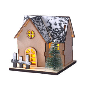 CuddleCove Light Up Wooden Mini Christmas House Ornament Glowing Village Cabin Table Decoration Holiday Gift