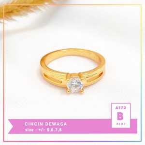 Cute Jewelry Cincin Dewasa Daun Permata Zircon Perhiasan Lapis Emas Imitasi 18k A170
