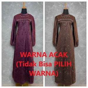 Dress Manda Satin Silk Viral Termurah Gamis Pesta Brukat Mewah Wanita Kekinian OOTD Lebaran Terbaru