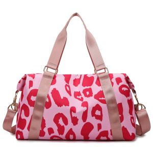 Multi-functional Leopard Print Duffle Bag Oxford Large Capacity Luggage Handbag Casual Underarm Bag Fitness Shoulder Bag Ladies