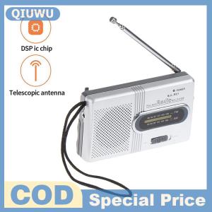 QIUWU Portable Mini Radio Handheld AM FM Music Player Speaker Outdoor Stereo Radio with Telescopic Antenna