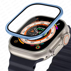 Metal Bumper+Tempered Glass For Apple Watch Ultra2(2023) 49mm Accessories Screen Protector Anti-Scratch HD Full Film apple Watch Ultra 49 mm