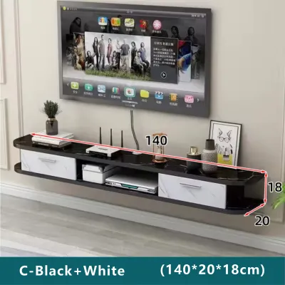 FOSWELL Hanging Tv Stand Wall Mounted Tv Cabinet Tv Stand With 2 Drawers Wooden Tv Cabinet Living Room Furniture