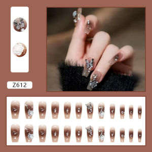 2024 Newest 24pcs Nail Art French Fake Nails Set With Glue Acrylic Full Nail