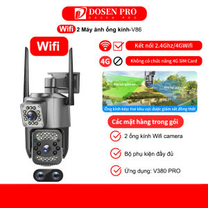 DOSEN Camera Wifi V380 pro 4MP V86 4G I Đàm thoại 2 chiều I Phát hiện con người I Xoay toàn cảnh 360 Trong nhà và ngoài trời kính kép HD 1080P Máy ảnh