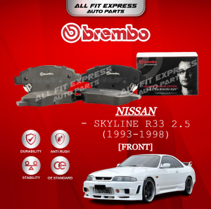 NISSAN SKYLINE R33 2.5 (1993 - 1998) FRONT (DEPAN) BREMBO BRAKE PAD 100% ORIGINAL AUTHENTIC PRODUCT (PRICE FOR 4 PCS)