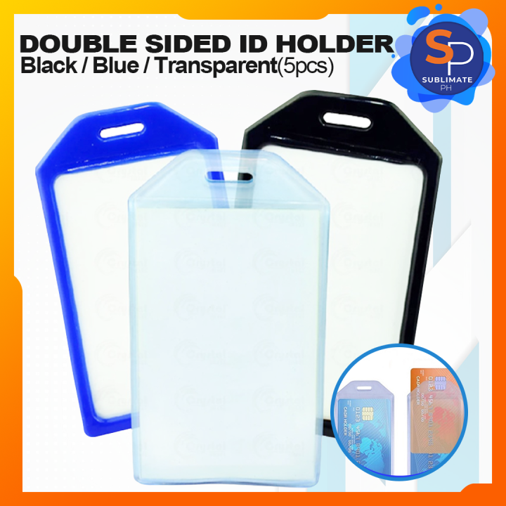 Silicon Vertical Double Sided ID Card Holder(Black, Blue, Transparent)  5pcs/Set for Office / School / Credit Cards