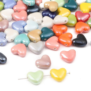 Handmade Ceramic Porcelain Beads Cube Star Heart Flower Charm Beads for DIY Jewelry Making Accessories