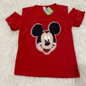 vasco kaos anak perempuan sabrina mickey usap / atasan anak model sabrina aplikasi payet mickey mouse