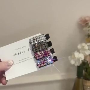 6Pcs Elegant Rhinestone Hair Clips for Women Colorful Sparkling Crystal Small Side Clips Non-Slip Duckbill Grips Hair Accessory
