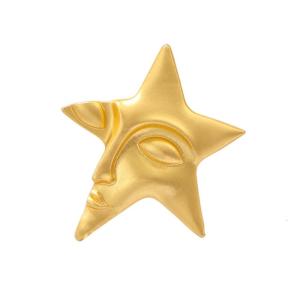 Unique Face and Star Designs Brooch Pins Gold Plated Lapel Pin Suit Collar Dress Accessories for Special Occasions