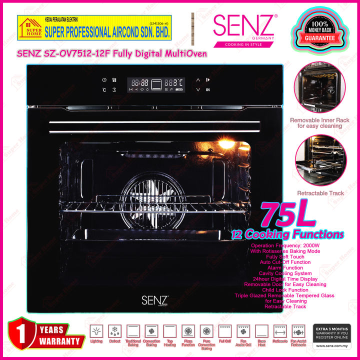 Senz 75L Buildin Oven SZOV751212F Fully Digital Multi Oven 75L ((12