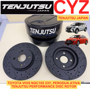 (1 PAIR) Tenjutsu Japan Toyota Vios NGC102 23Y Perodua Ativa Front Sport Disc Rotor Slotted Drille From Japan