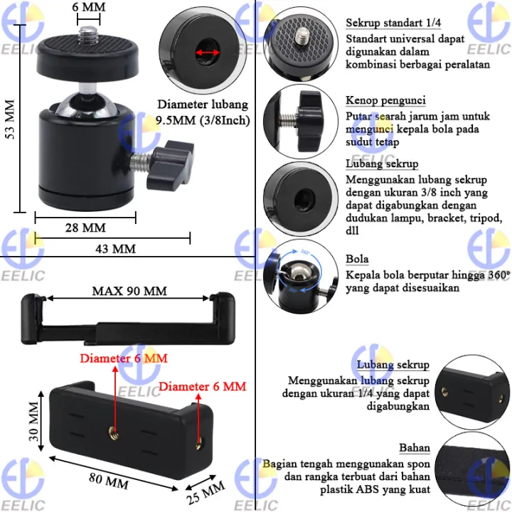 EELIC%20CHU%20Clamp%20Holder%20Universal%20Multifungsi%20Berbahan%20Plastik%20ABS%20Dan%20Kepala%20Bola%20Tripod%20Mini%20Ball%20Head%20Tripod%20360%20Derajat%20-%20Image%2010