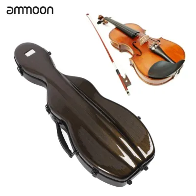 Ammoon Violin hộp trường hợp siêu nhẹ xé kháng sợi carbon Violin Trường hợp với 2 dây vai điều chỉnh được cho du lịch