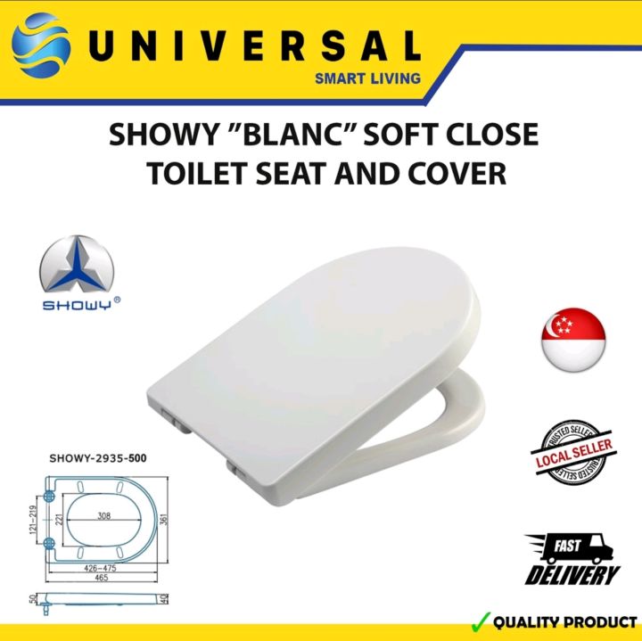 [SG SHOP SELLER] SHOWY ”BLANC” SOFT CLOSE TOILET SEAT COVER Lazada