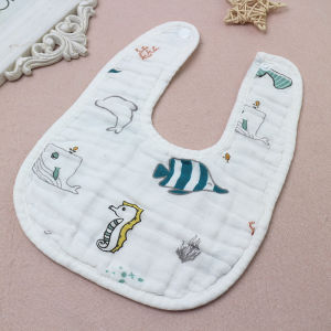 Baby Bib U-Shaped Baby Bib Baby Gauze Mouth Towel 8 Layers Bib Burping Cloth Back Button Bib Newborn Saliva Towel High-Density Washing Gauze Newborn Reusable Breathable Cotton 21*30CM