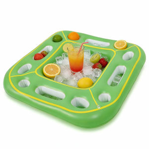 Inflatable Card Game Table with Food and Beverage Holders for Hot Tub and Beach Summer Events